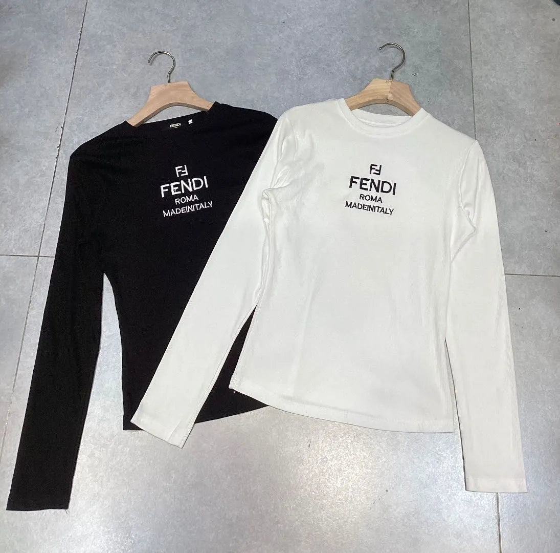 Fendi Crewneck Long-Sleeve Monogram Shirt
