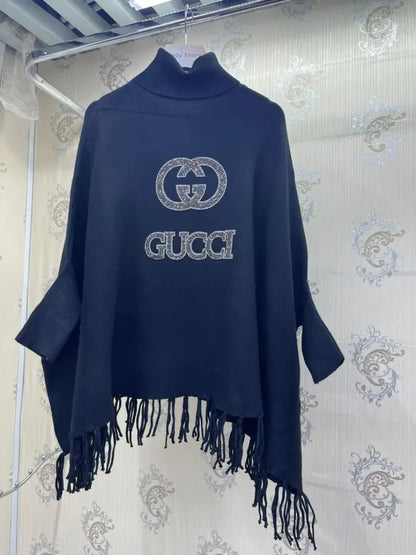 Gucci Logo Printed Long Sleeve Fleece Poncho