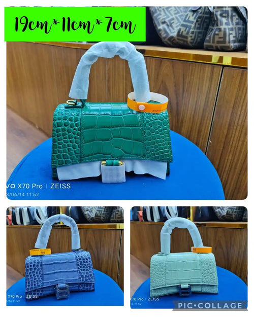 Balenciaga Crocodile Print Leather Handbag