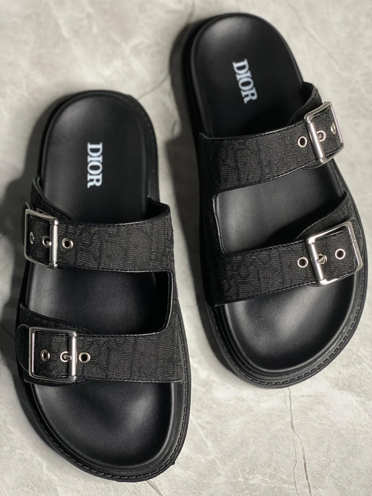 Christian Dior Print Belt Buckle Sandals
