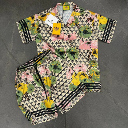 Gucci Adidas X Print Silk Bowling Two Piece Suit