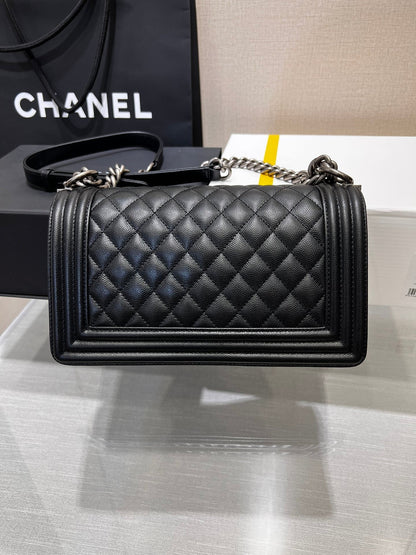 Chanel Boy Black Sliver Hardware Woman’s 20cm
