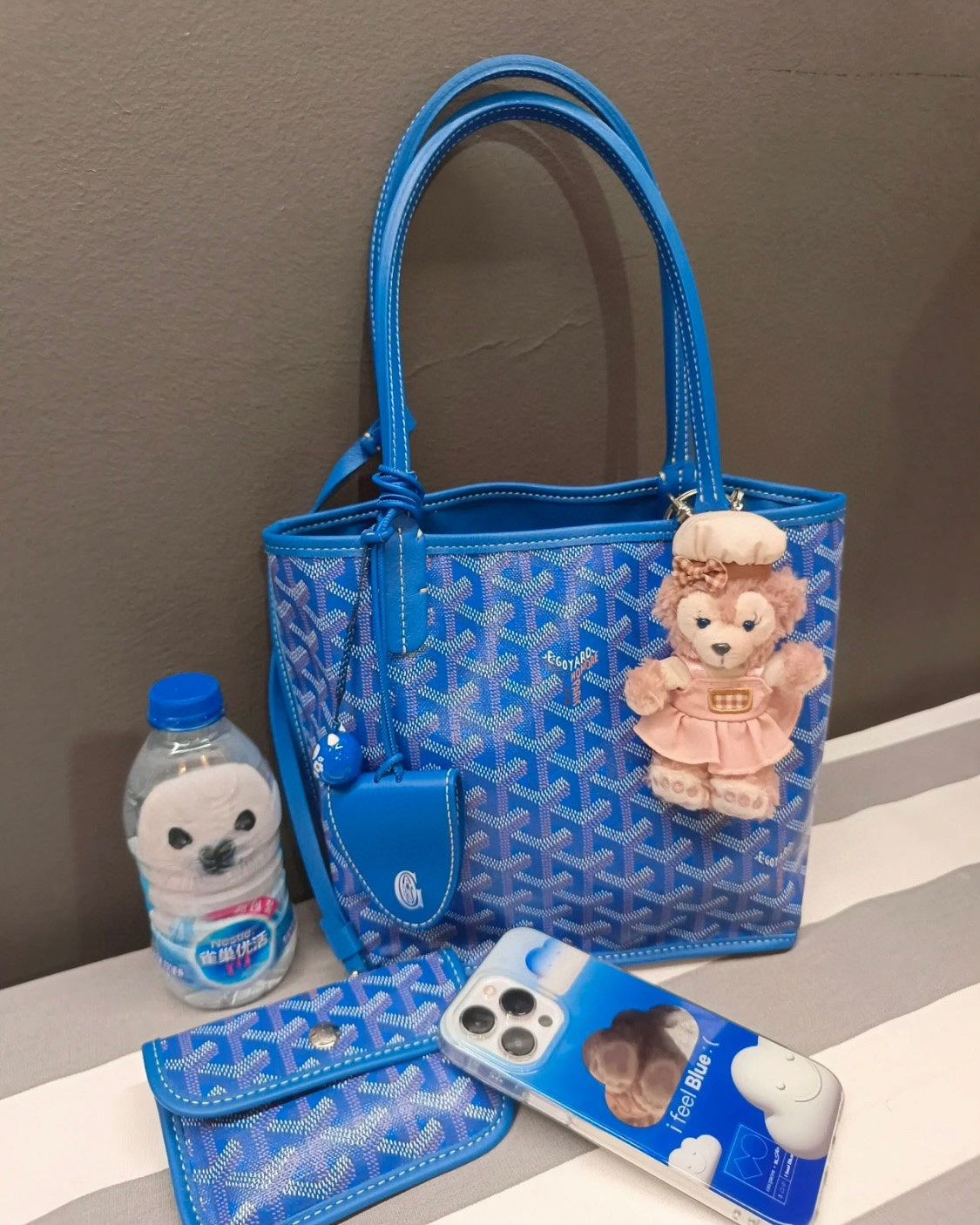 Goyard mini anjou bag blue leather