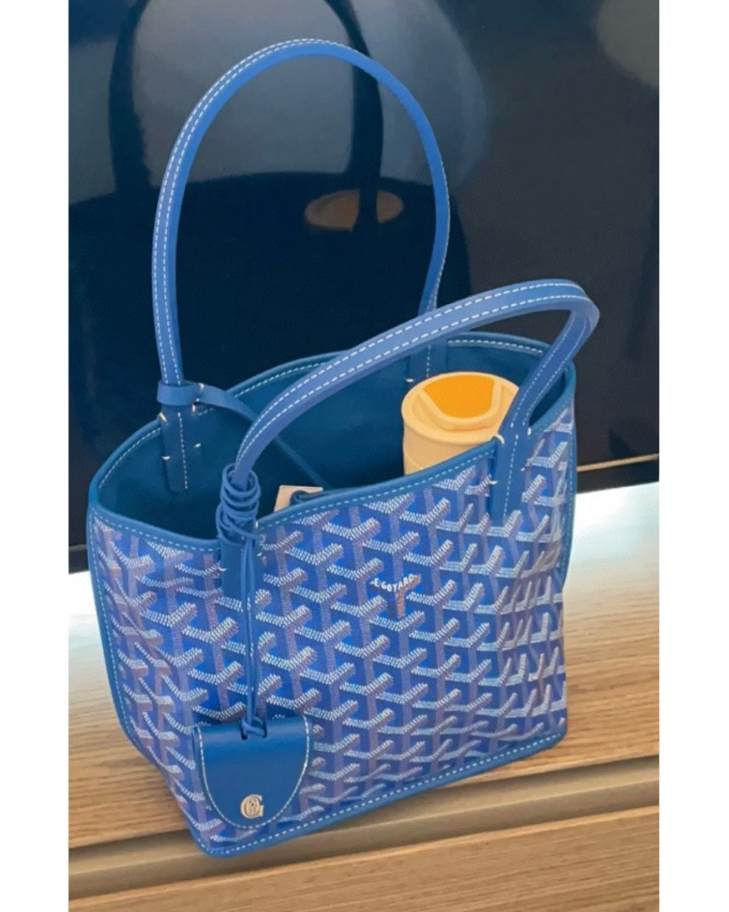 Goyard mini anjou bag blue leather