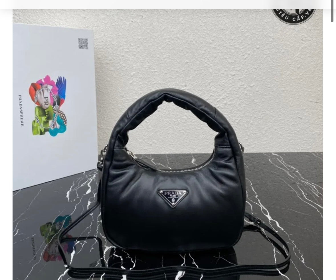 Prada Soft Padded Nappa Leather Mini Bag in black