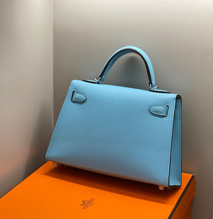 HN KELLY MINI 20 SKY BLUE EPSOM SILVER HARDWARE