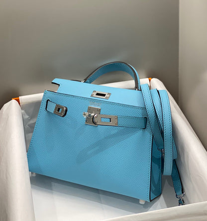 HN KELLY MINI 20 SKY BLUE EPSOM SILVER HARDWARE