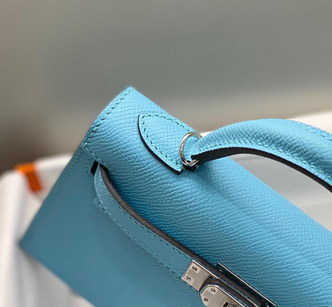 HN KELLY MINI 20 SKY BLUE EPSOM SILVER HARDWARE