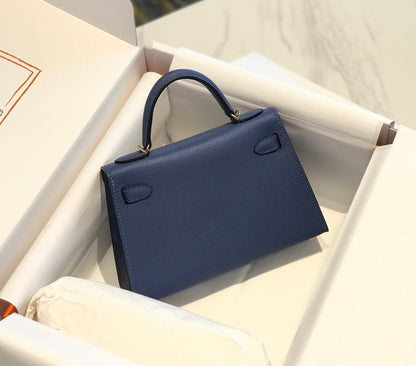 HN Mini Kelly Blue with gold-tone hardware