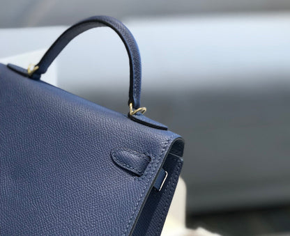 HN Mini Kelly Blue with gold-tone hardware