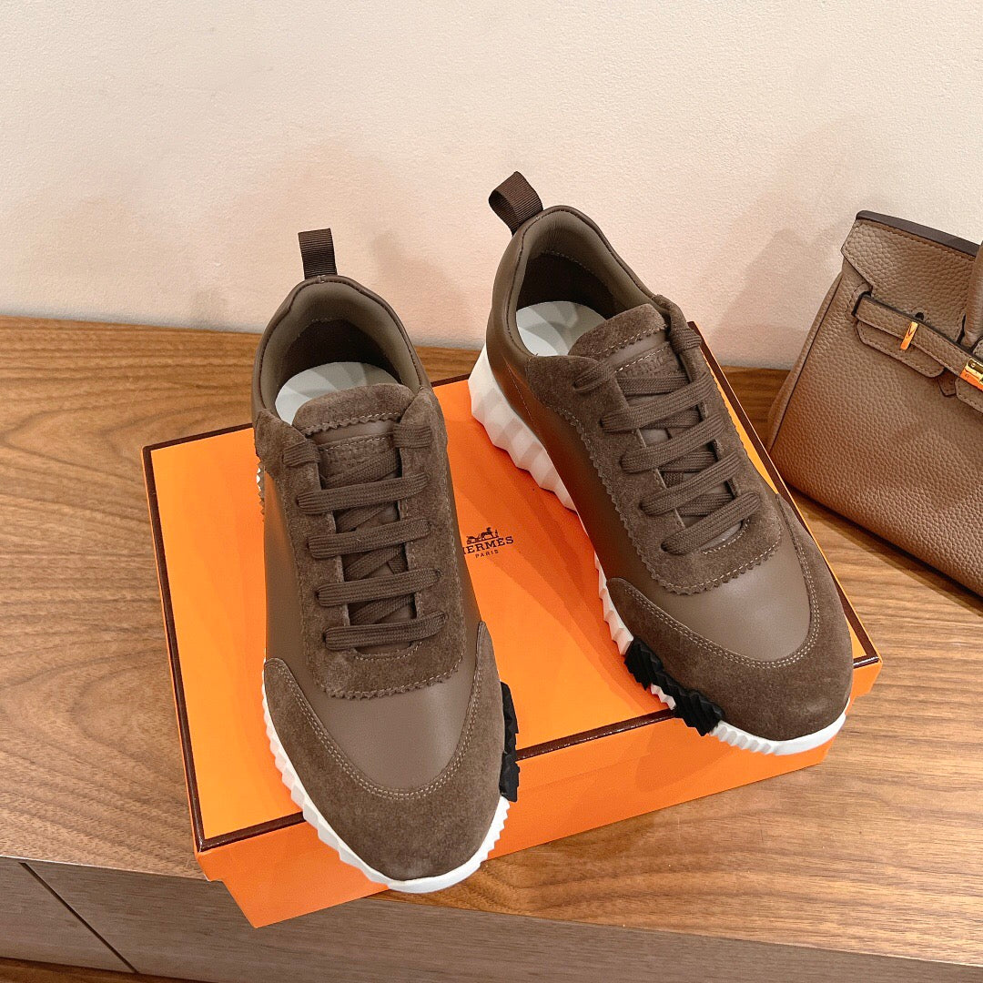 BOUNCING SNEAKER IN BROWN CALFSKIN MIX SUEDE