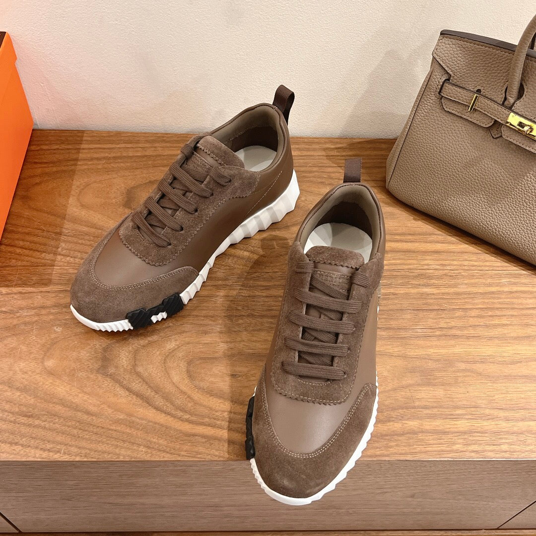 BOUNCING SNEAKER IN BROWN CALFSKIN MIX SUEDE