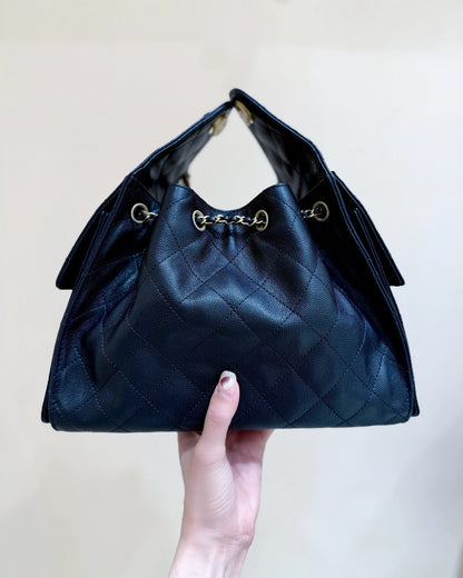 CHANEL 25 SMALL BLACK CAVIAR GOLD HARDWARE