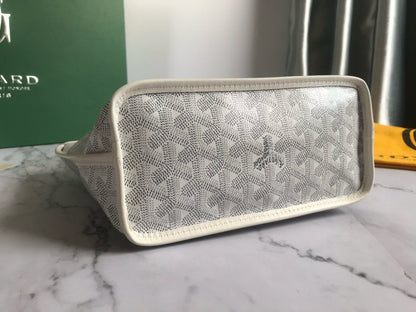 ANJOU MINI BAG 20 IN MILKY WHITE GOYARDINE CANVAS AND CALFSKIN