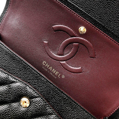 CHANEL FLAP BAG 25 IN BLACK CAVIAR LEATHER GOLD HARDWARE