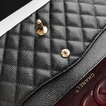 CHANEL FLAP BAG 25 IN BLACK CAVIAR LEATHER GOLD HARDWARE