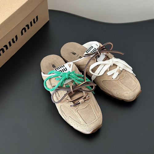 MIUxNEW 530 MULES SNEAKER IN BROWN ECRU SUEDE