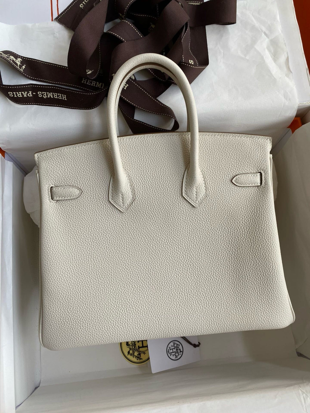 HN 25CM CREAM TOGO LEATHER GOLD HARDWARE