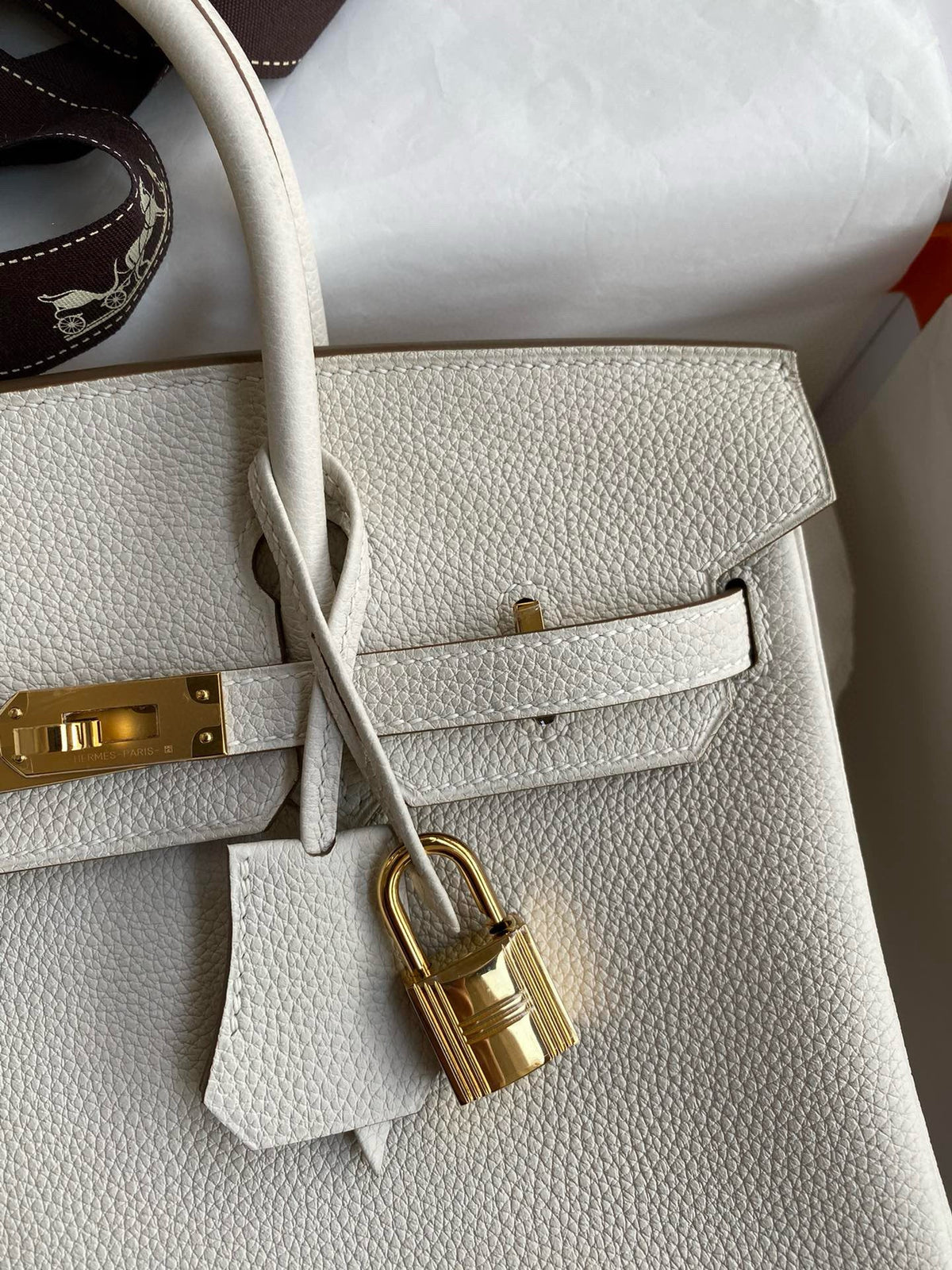 HN 25CM CREAM TOGO LEATHER GOLD HARDWARE