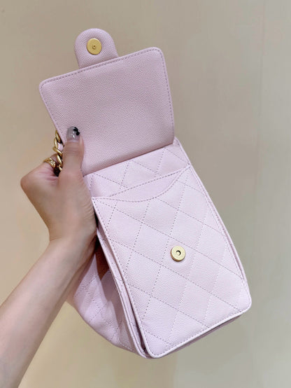 CHANEL 25 HANDBAG IN PASTEL PINK WITH GOLD HARDWARE