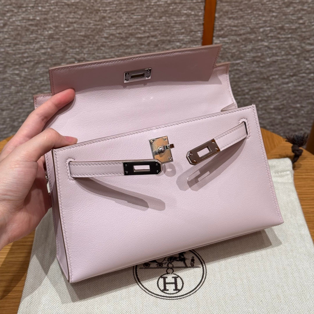 HN POCHETTE 22 IN LIGHT PINK SILVER HARDWARE
