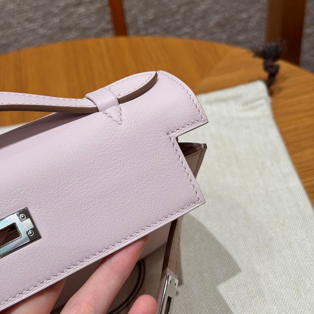 HN POCHETTE 22 IN LIGHT PINK SILVER HARDWARE