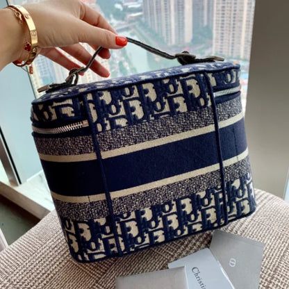 Christian Dior Travel Vanity Case – Women’s Oblique Embroidery Cosmetic Bags