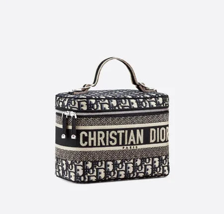 Christian Dior Travel Vanity Case – Women’s Oblique Embroidery Cosmetic Bags
