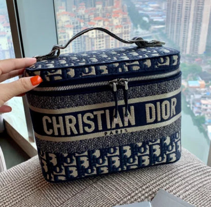 Christian Dior Travel Vanity Case – Women’s Oblique Embroidery Cosmetic Bags