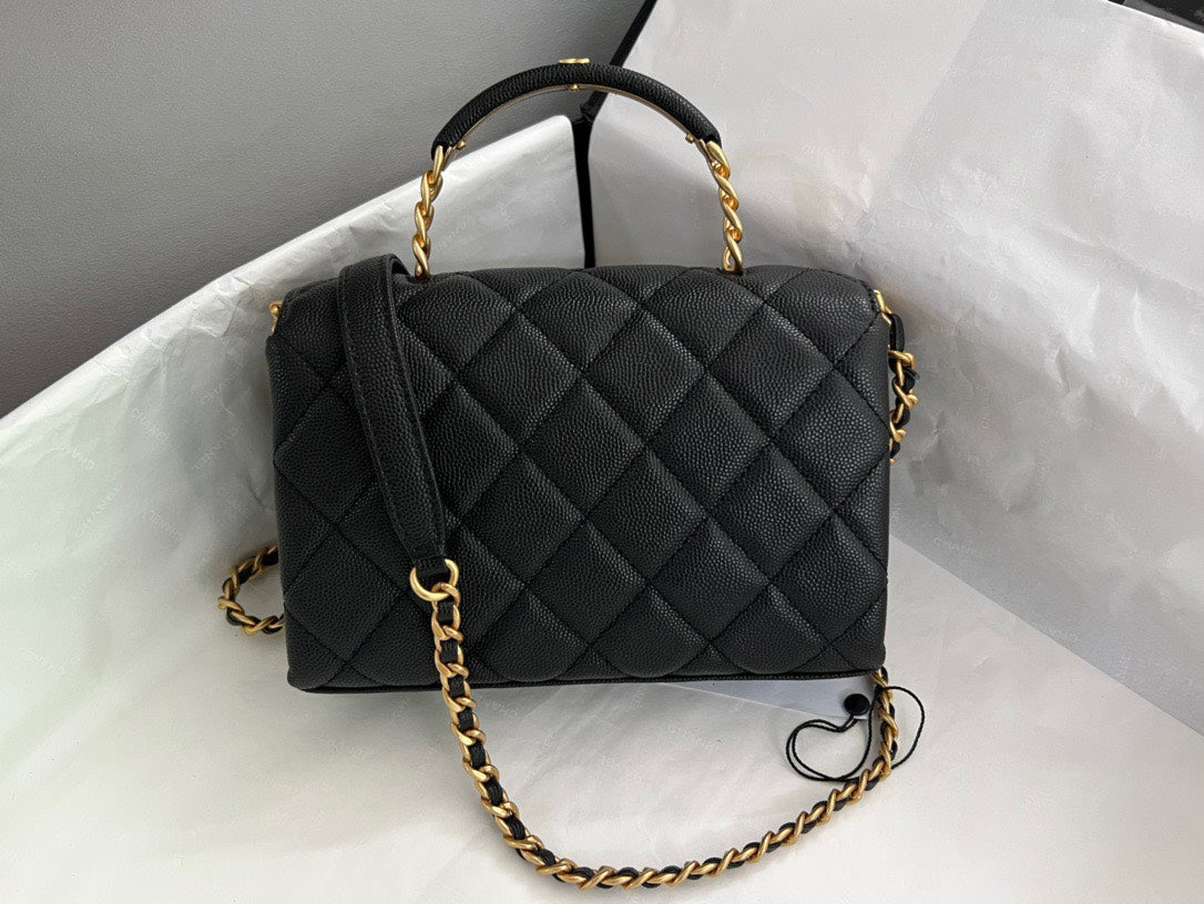 Chanel Handle Woman’s Handbags Demi Lock Gold With Leather 19cm