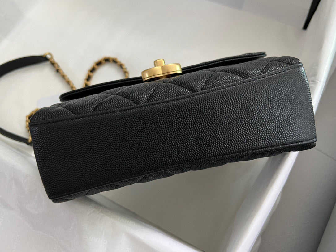 Chanel Handle Woman’s Handbags Demi Lock Gold With Leather 19cm