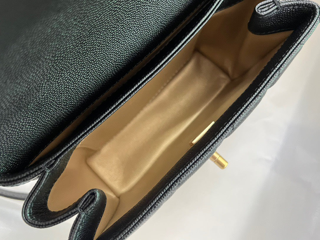 Chanel Handle Woman’s Handbags Demi Lock Gold With Leather 19cm