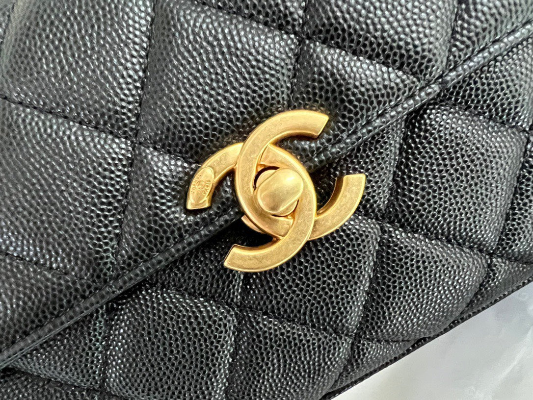 Chanel Handle Woman’s Handbags Demi Lock Gold With Leather 19cm