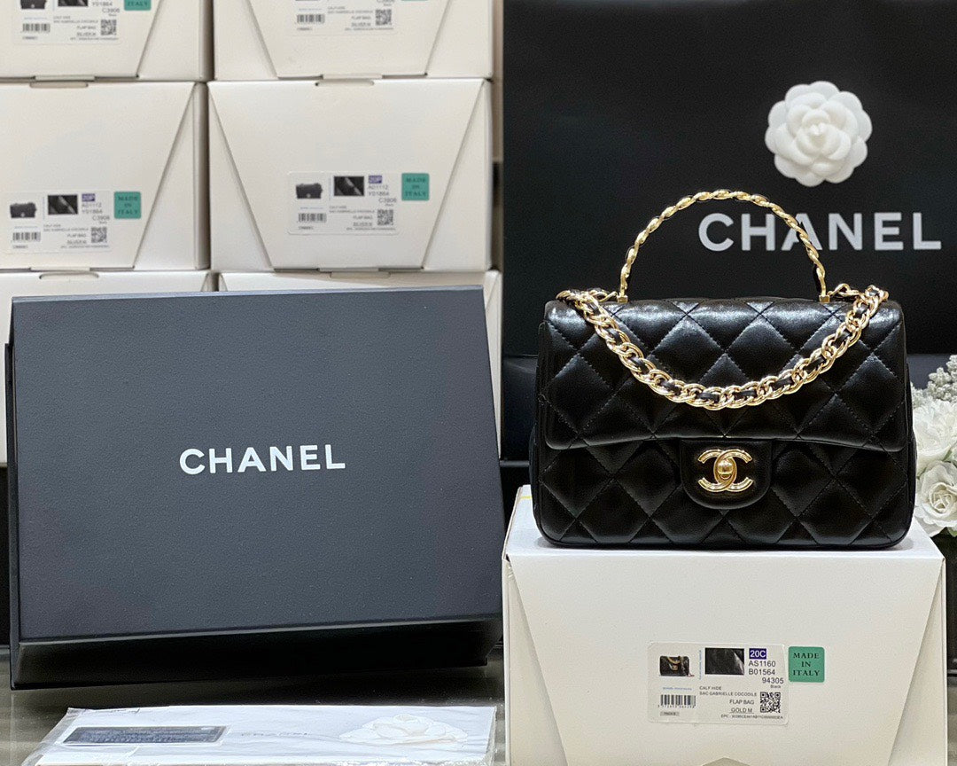 Chanel Mini Rectangular Flap With Top Handle Black 20cm