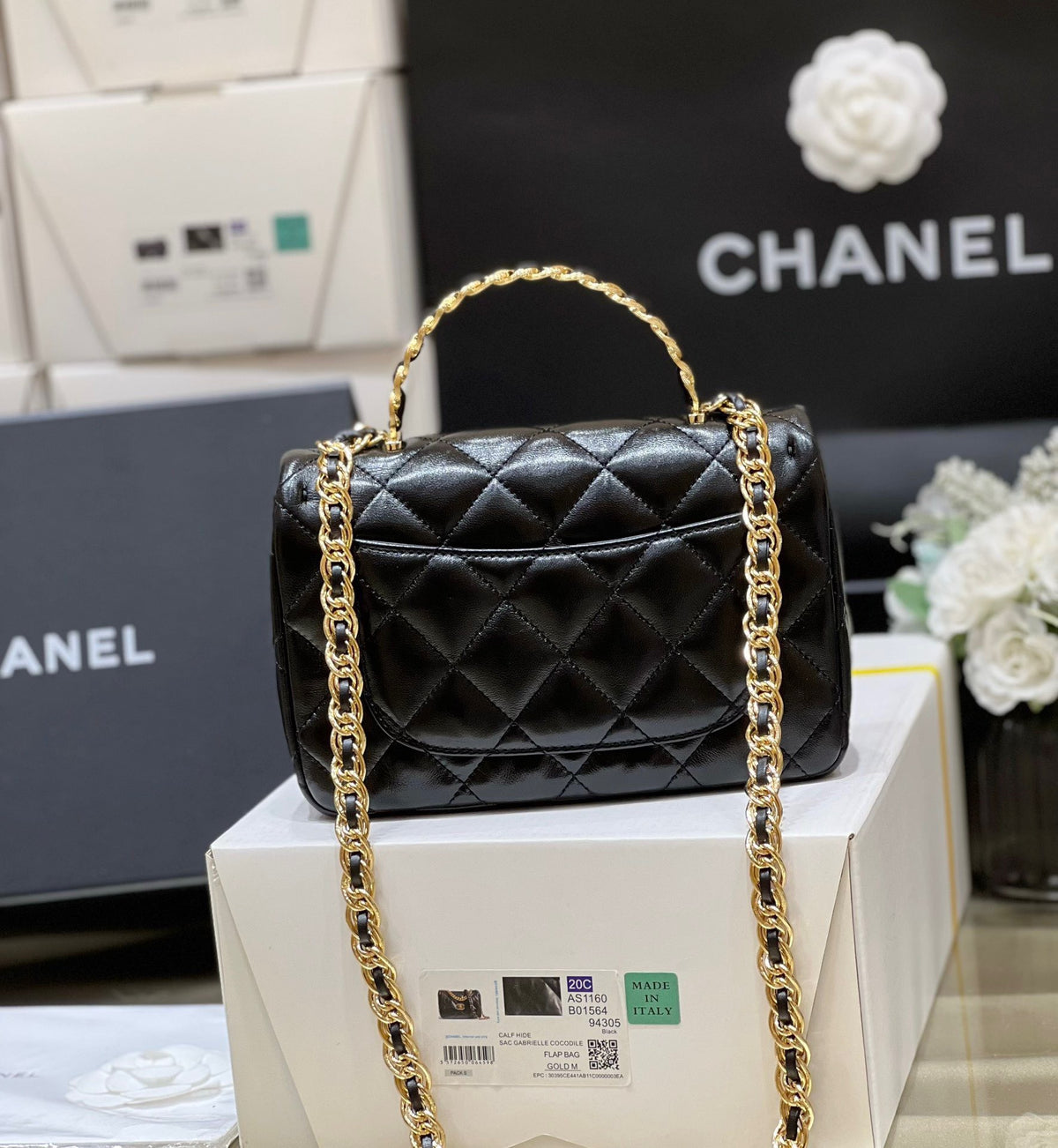 Chanel Mini Rectangular Flap With Top Handle Black 20cm