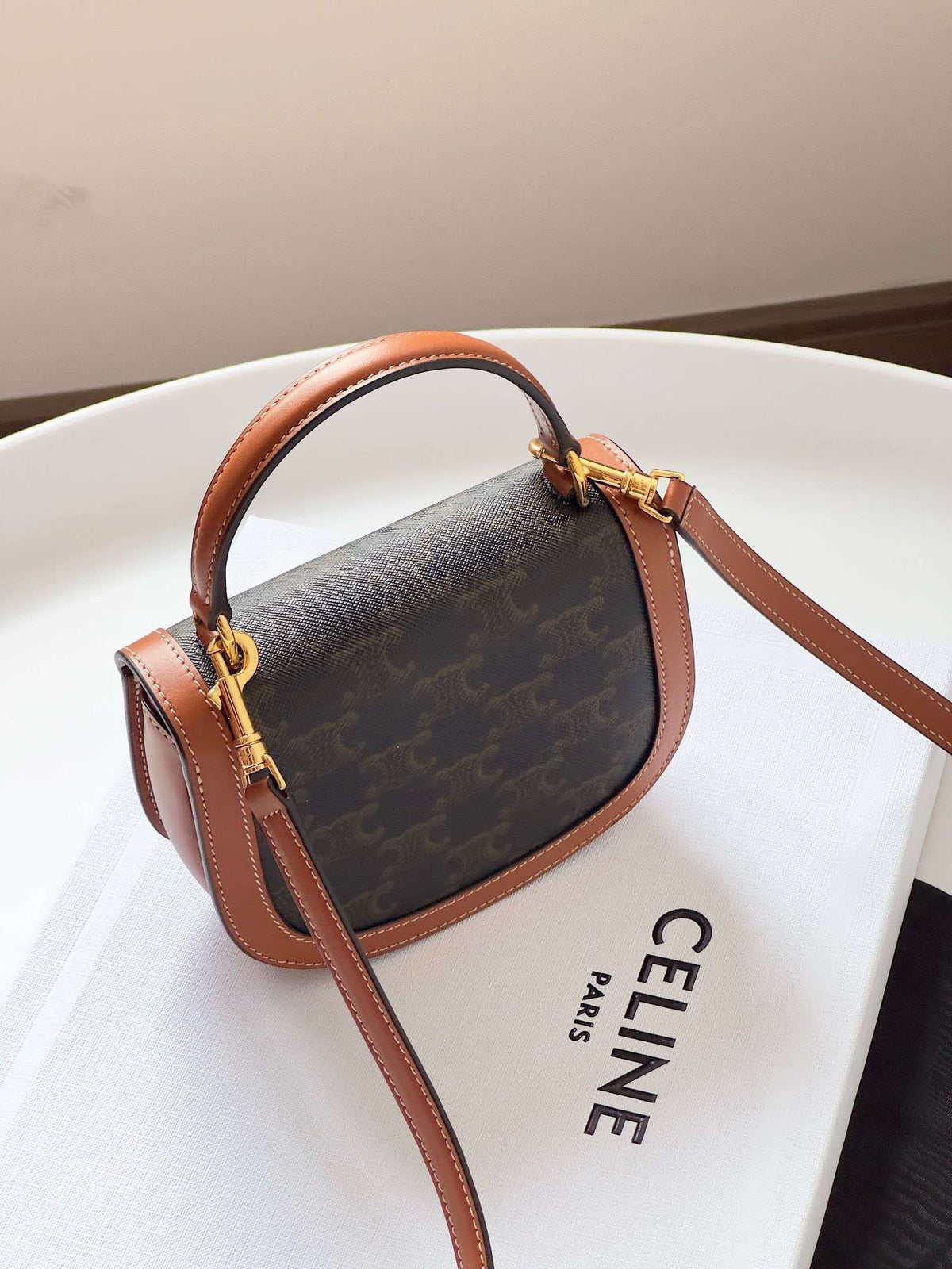 Celine Mini Handle Replica 11 Crossbody Handbag Brown Strap 15.5x11cm