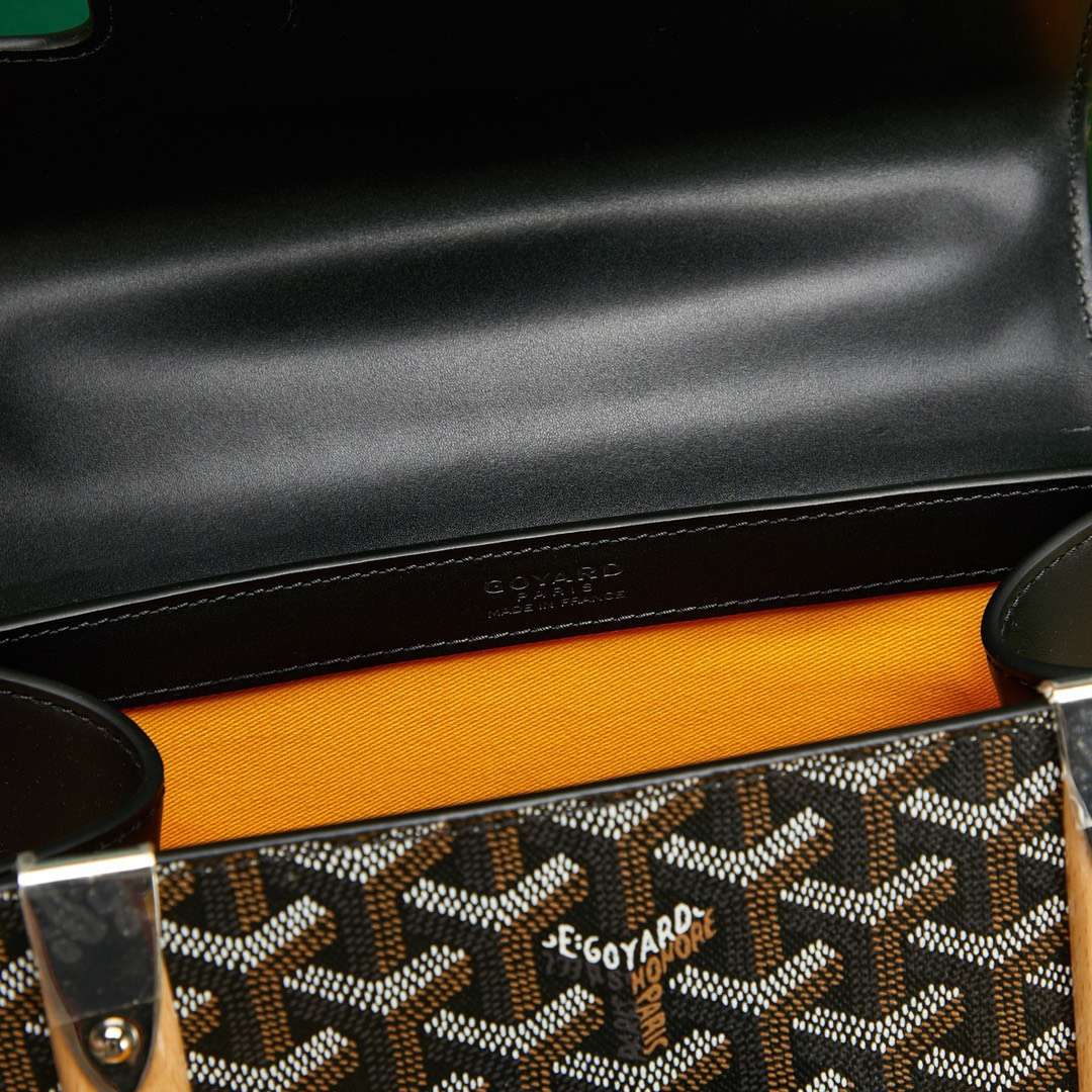 Goyard SAIGON Black Handbag With Wooden Handle 28cm