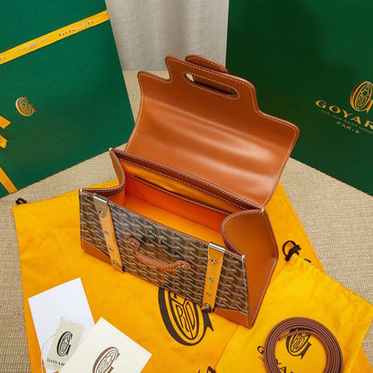 Goyard SAIGON Brown Handbag With Wooden Handle 28cm