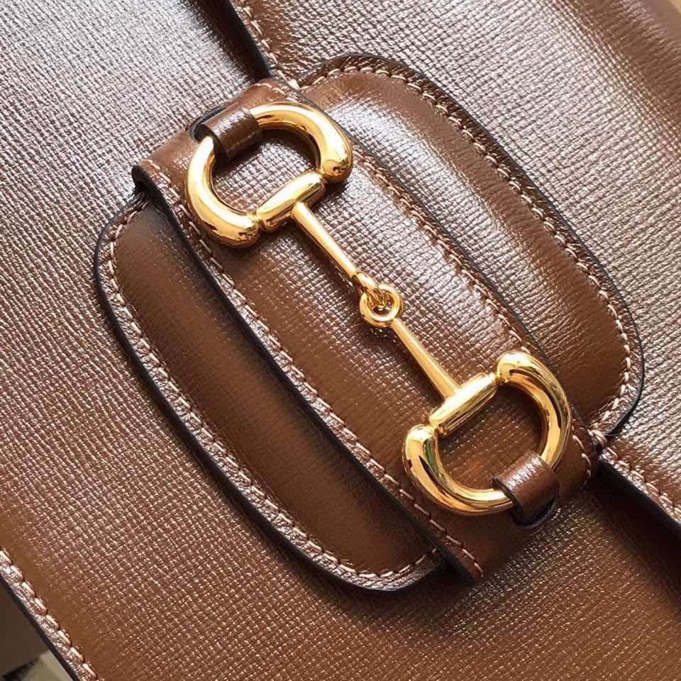 Gucci 1955 Horsebit Replica Bag 11 Women’s Brown Smooth Leather 25cm