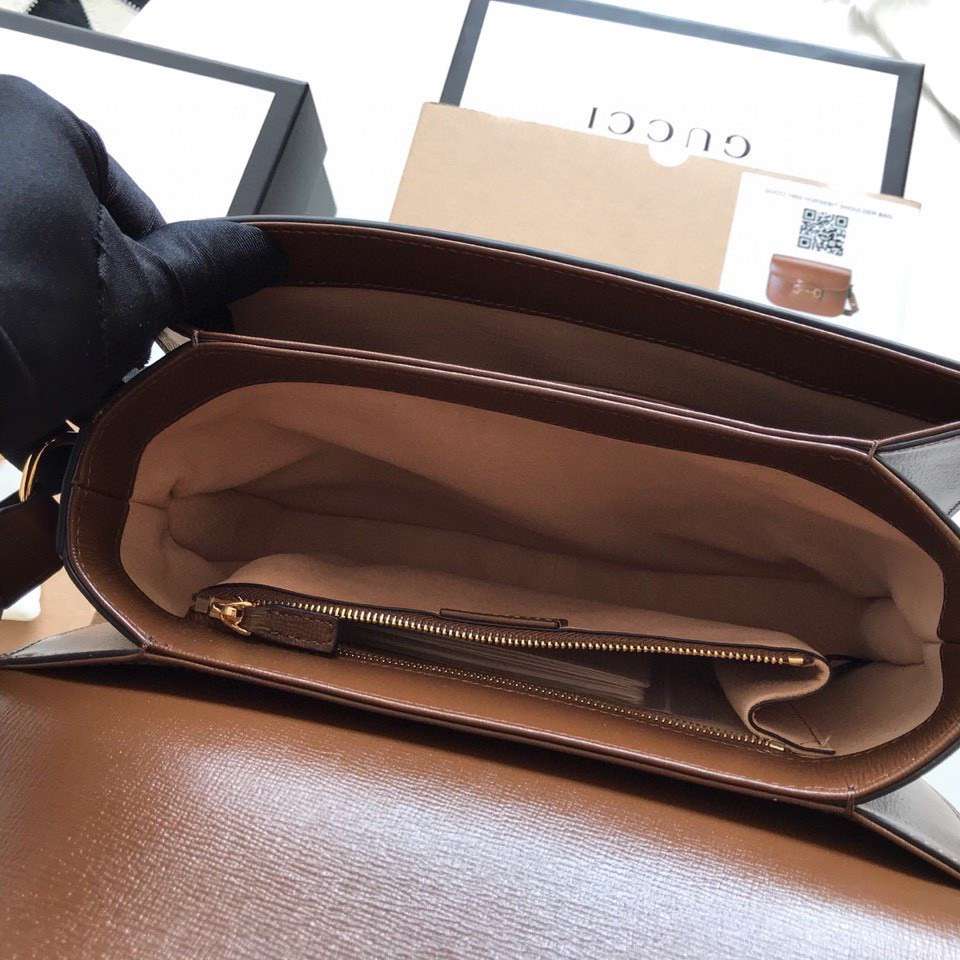 Gucci 1955 Horsebit Replica Bag 11 Women’s Brown Smooth Leather 25cm