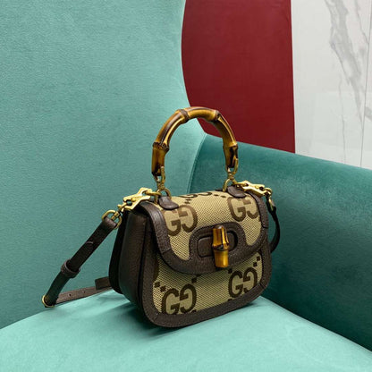 Gucci Bamboo Strap Bag with High Quality Brand Logo Pattern 17cm