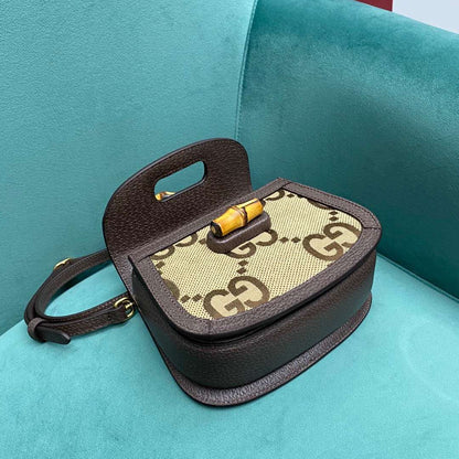 Gucci Bamboo Strap Bag with High Quality Brand Logo Pattern 17cm