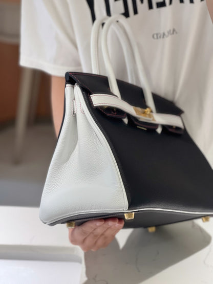 HN 30 Black/White Togo leather Gold Hardware