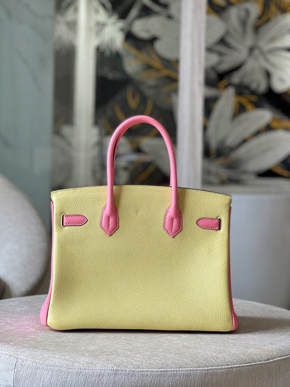 HN 30 Yellow/Rose Pink Togo Leather Gold Hardware