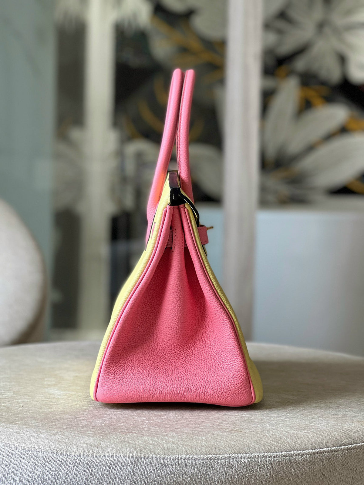 HN 30 Yellow/Rose Pink Togo Leather Gold Hardware