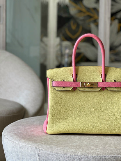 HN 30 Yellow/Rose Pink Togo Leather Gold Hardware