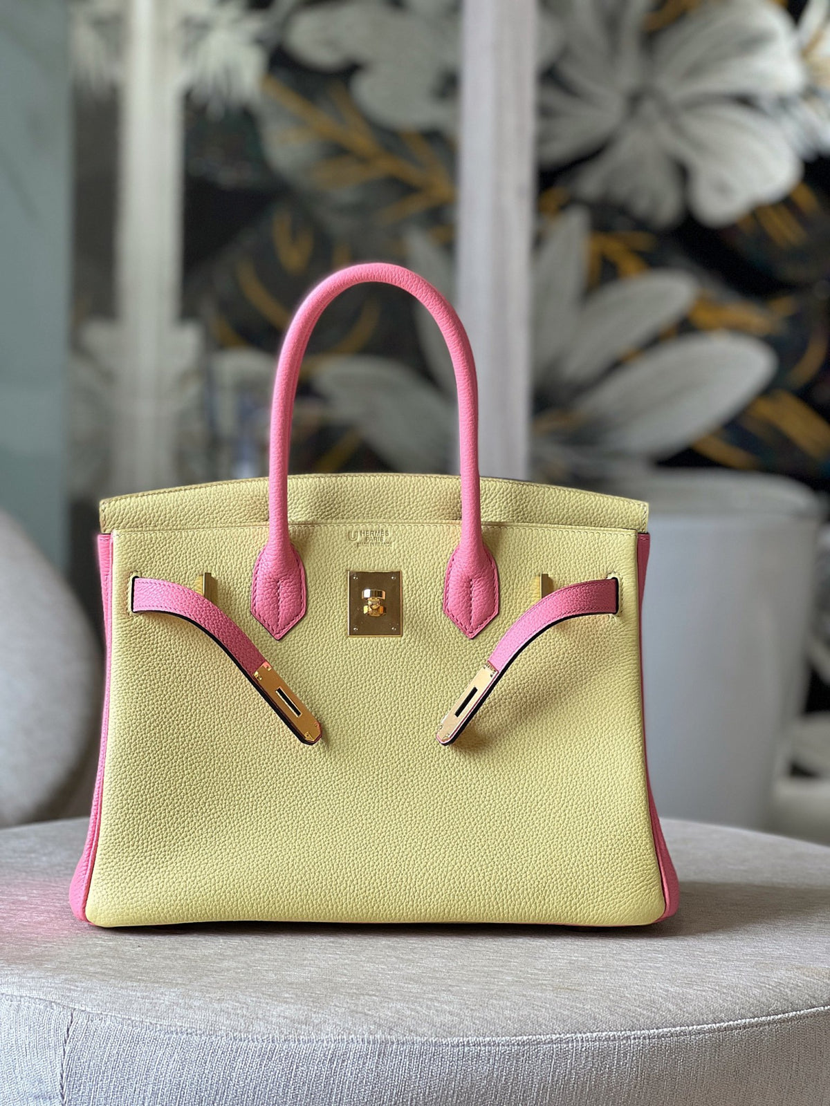 HN 30 Yellow/Rose Pink Togo Leather Gold Hardware