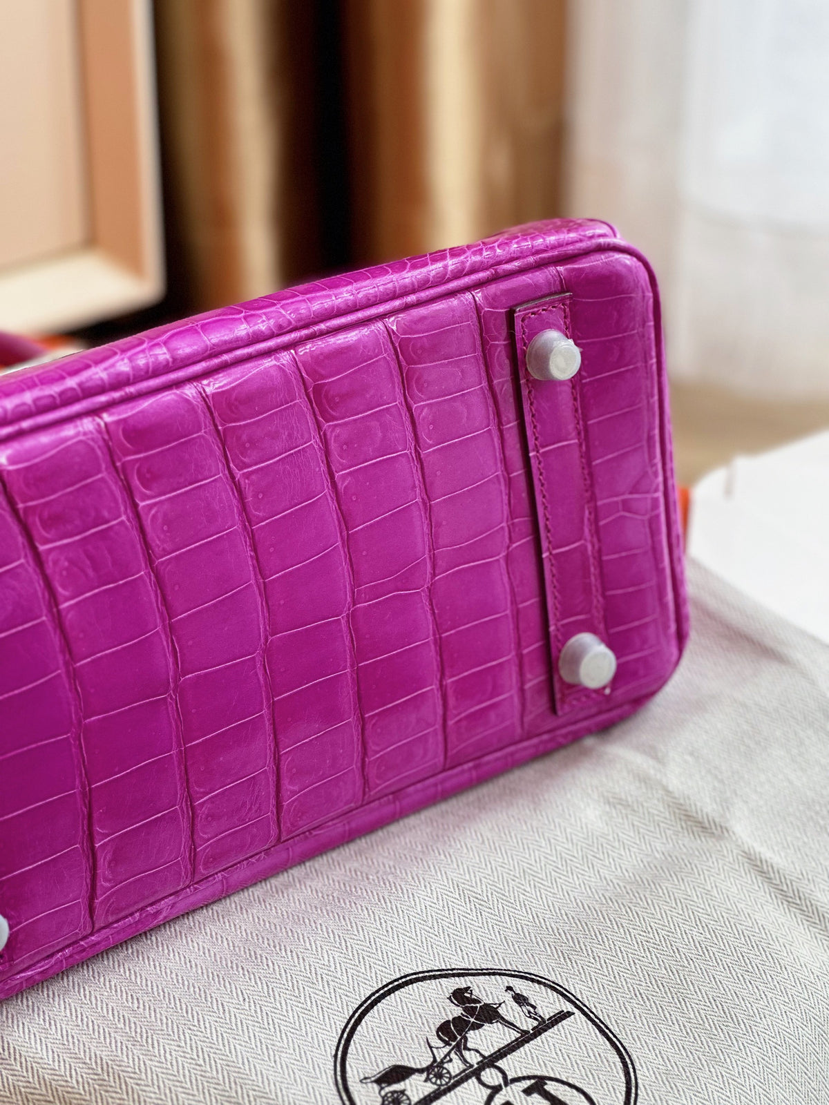 HN 25 Purple Genuine Crocodile Leather Palladium Hardware