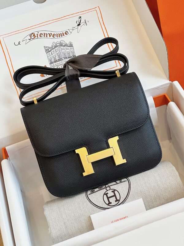 HN Bag Epsom Gold Black Handbags 19cm