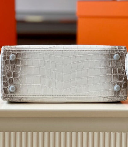 HN 25 Himalaya Albino Genuine Crocodile Leather Palladium Hardware